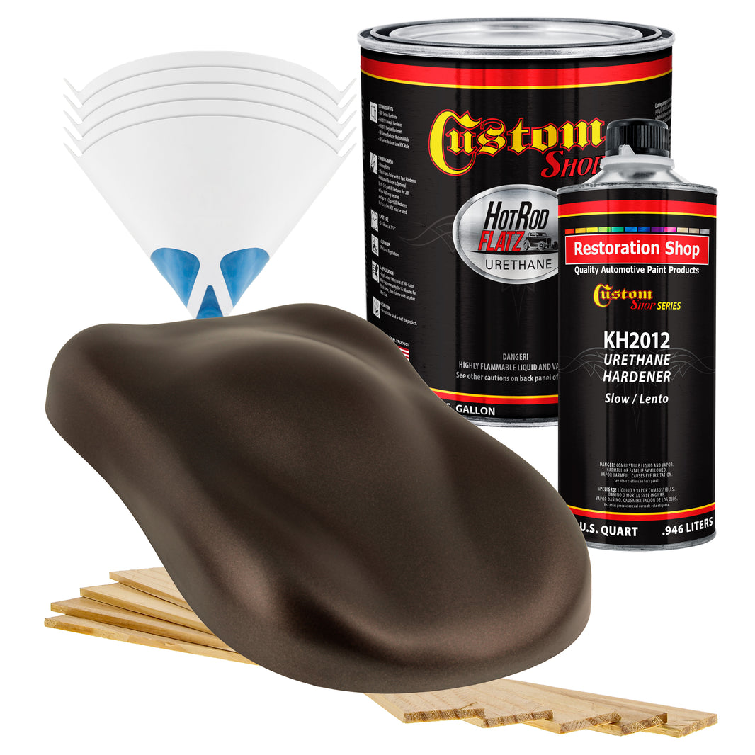 Mahogany Brown Metallic - Hot Rod Flatz Flat Matte Satin Urethane Auto Paint - Complete Gallon Paint Kit