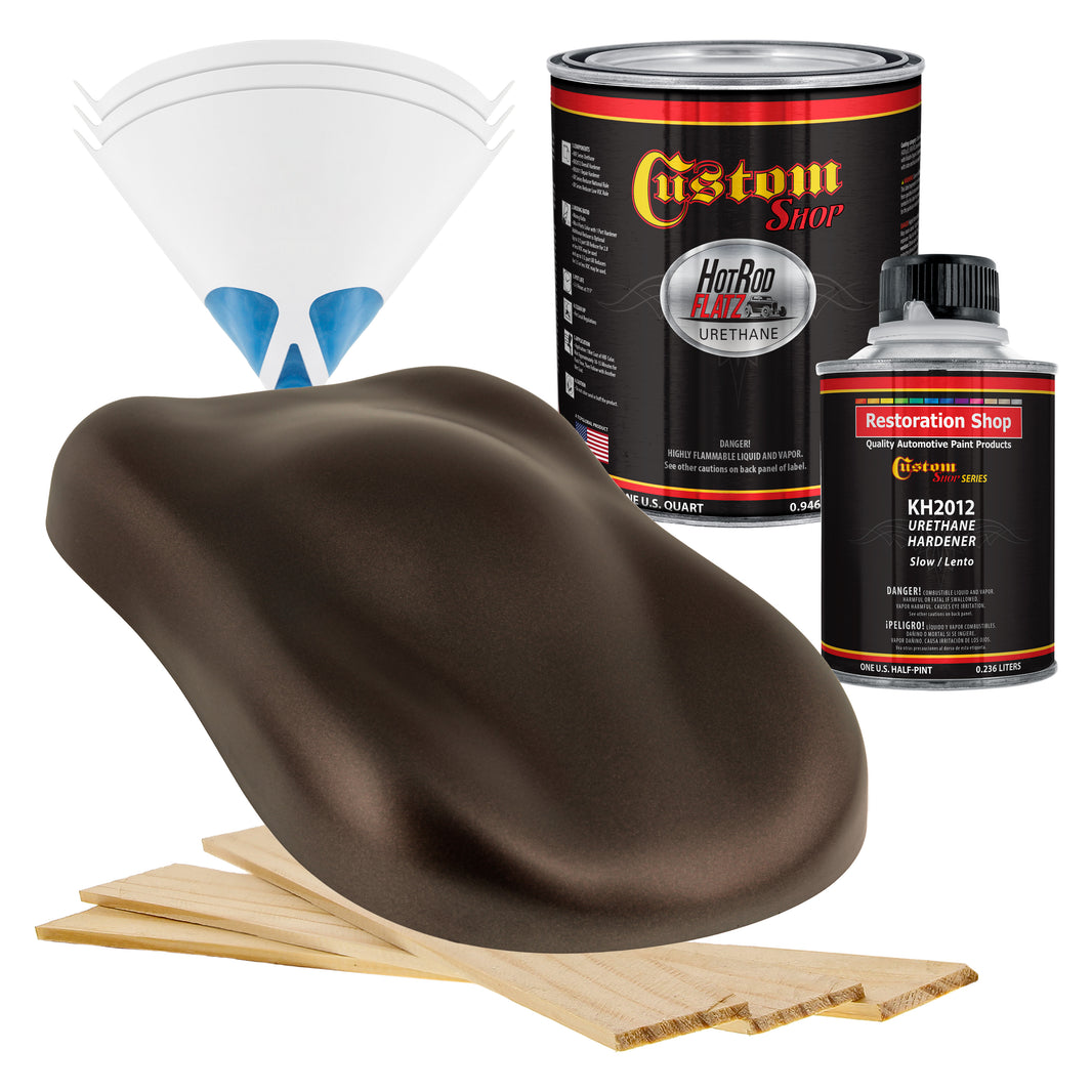Mahogany Brown Metallic - Hot Rod Flatz Flat Matte Satin Urethane Auto Paint - Complete Quart Paint Kit