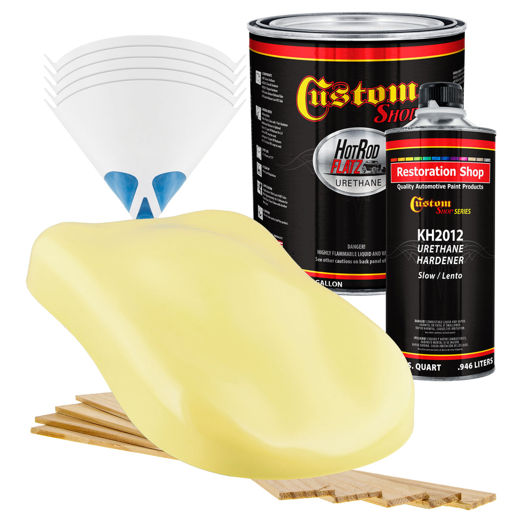 Cream Yellow - Hot Rod Flatz Flat Matte Satin Urethane Auto Paint - Complete Gallon Paint Kit Coating