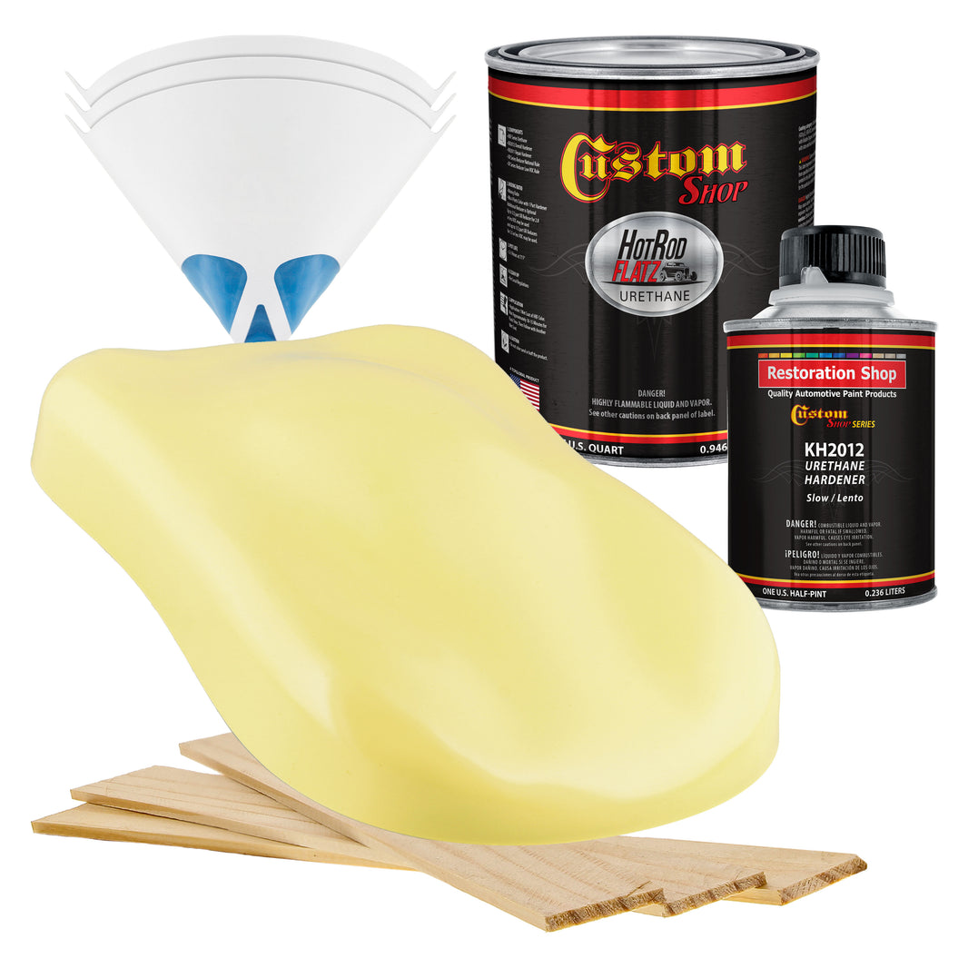 Cream Yellow - Hot Rod Flatz Flat Matte Satin Urethane Auto Paint - Complete Quart Paint Kit Coating