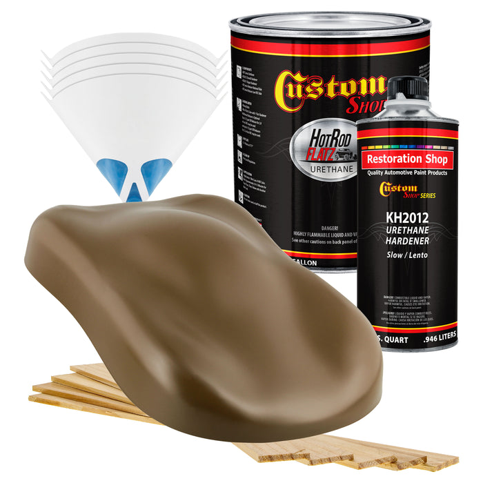 Camo Brown - Hot Rod Flatz Flat Matte Satin Urethane Auto Paint - Complete Gallon Paint Kit - Professional Low Sheen Automotive, Car Truck Coating