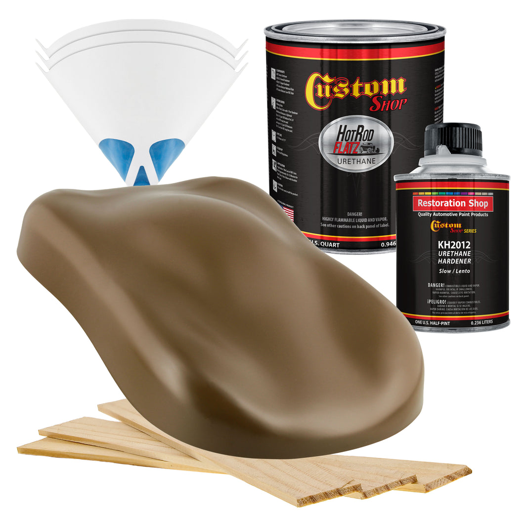 Camo Brown - Hot Rod Flatz Flat Matte Satin Urethane Auto Paint - Complete Quart Paint Kit Coating