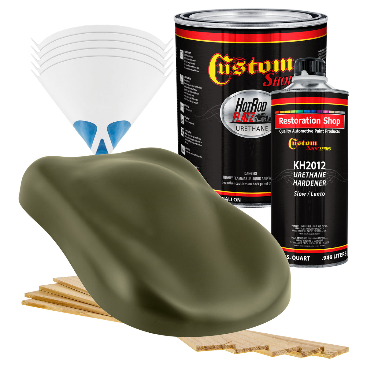 Olive Drab Green - Medium, Urethane Auto Flat Paint, Gallon Kit
