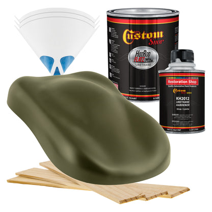 Olive Drab Green - Hot Rod Flatz Flat Matte Satin Urethane Auto Paint - Complete Quart Paint Kit