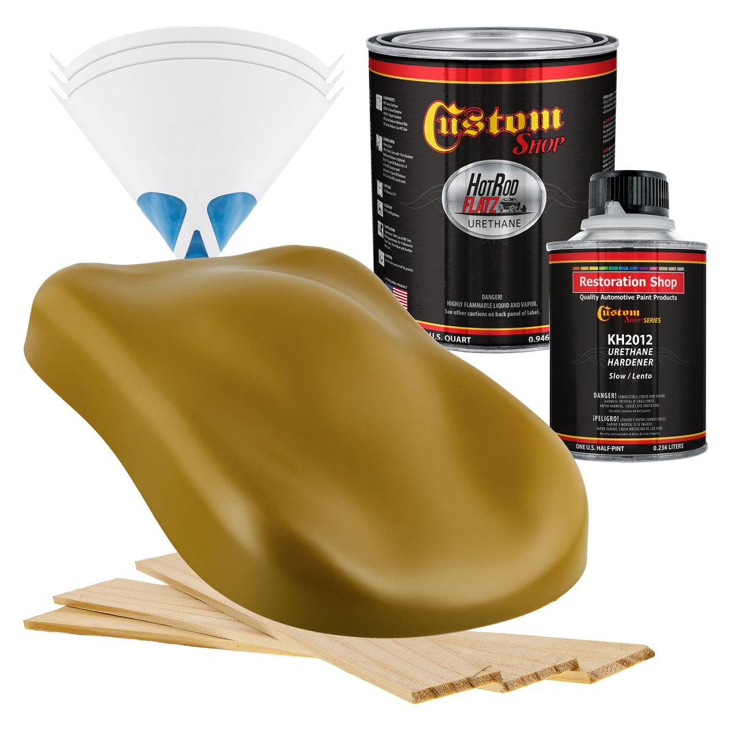 Olive Brown - Hot Rod Flatz Flat Matte Satin Urethane Auto Paint - Complete Quart Paint Kit Coating