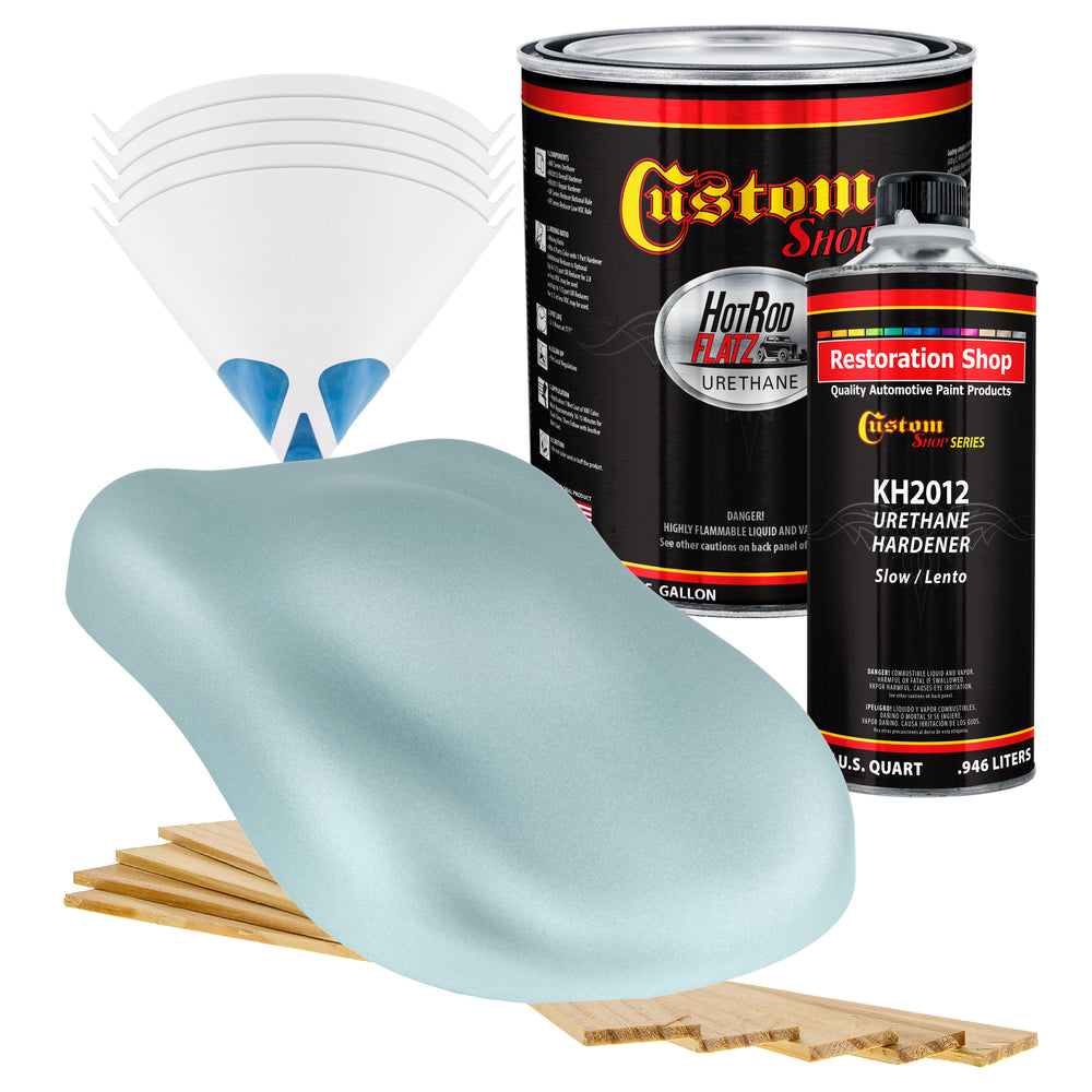 Silver Blue Metallic - Hot Rod Flatz Flat Matte Satin Urethane Auto Paint - Complete Gallon Paint Kit - Professional Low Sheen Automotive, Car Truck