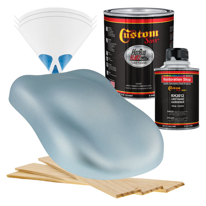 Frost Blue Metallic - Hot Rod Flatz Flat Matte Satin Urethane Auto Paint - Complete Quart Paint Kit - Professional Low Sheen Automotive, Car Truck