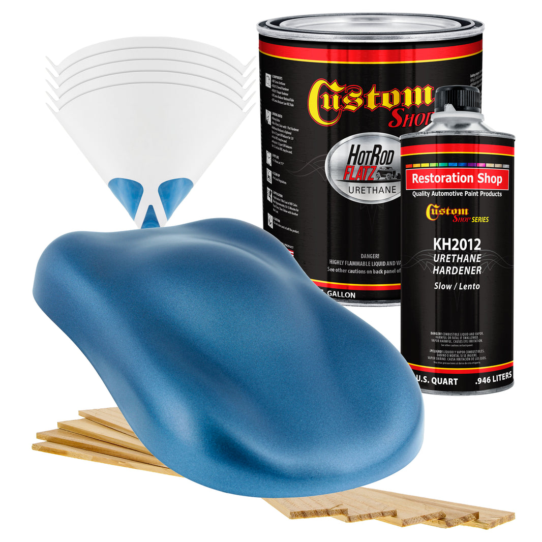 Sonic Blue Metallic - Hot Rod Flatz Flat Matte Satin Urethane Auto Paint - Complete Gallon Paint Kit