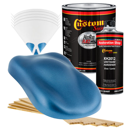 Sonic Blue Metallic - Hot Rod Flatz Flat Matte Satin Urethane Auto Paint - Complete Gallon Paint Kit