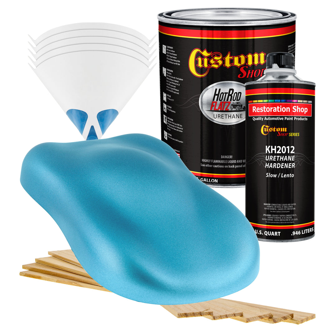 Azure Blue Metallic - Hot Rod Flatz Flat Matte Satin Urethane Auto Paint - Complete Gallon Paint Kit
