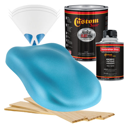 Azure Blue Metallic - Hot Rod Flatz Flat Matte Satin Urethane Auto Paint - Complete Quart Paint Kit