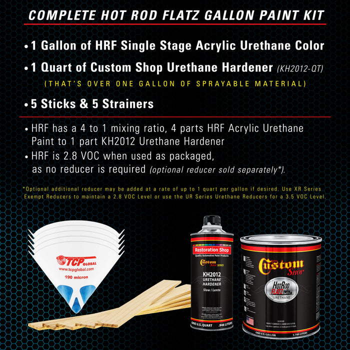 Electric Blue Metallic - Hot Rod Flatz Flat Matte Satin Urethane Auto Paint - Complete Gallon Paint Kit - Professional Low Sheen Automotive, Car Truck Coating, 4:1 Mix Ratio