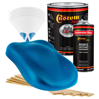 Cobra Blue Metallic - Hot Rod Flatz Flat Matte Satin Urethane Auto Paint - Complete Gallon Paint Kit