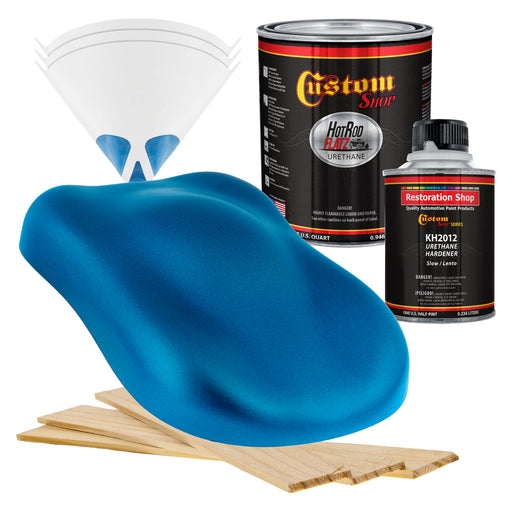 Cobra Blue Metallic - Hot Rod Flatz Flat Matte Satin Urethane Auto Paint - Complete Quart Paint Kit - Professional Low Sheen Automotive, Car Truck