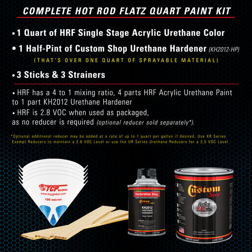 Cobra Blue Metallic - Hot Rod Flatz Flat Matte Satin Urethane Auto Paint - Complete Quart Paint Kit - Professional Low Sheen Automotive, Car Truck Coating, 4:1 Mix Ratio