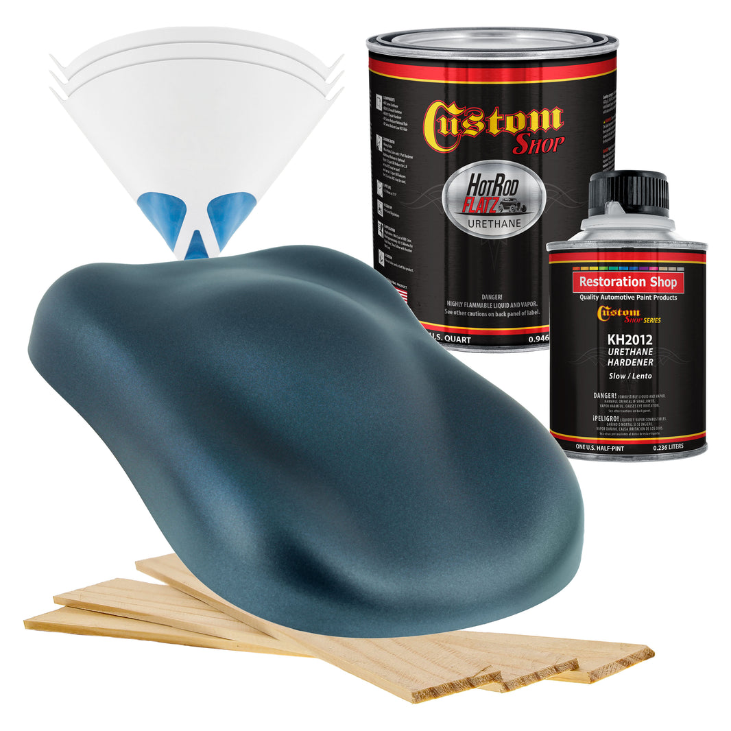 Slate Blue Metallic - Hot Rod Flatz Flat Matte Satin Urethane Auto Paint - Complete Quart Paint Kit