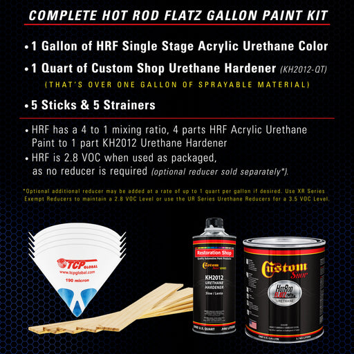 Electron Blue Metallic - Hot Rod Flatz Flat Matte Satin Urethane Auto Paint - Complete Gallon Paint Kit - Professional Low Sheen Automotive, Car Truck Coating, 4:1 Mix Ratio