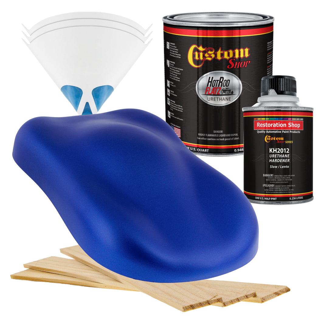 Electron Blue Metallic - Hot Rod Flatz Flat Matte Satin Urethane Auto Paint - Complete Quart Paint Kit