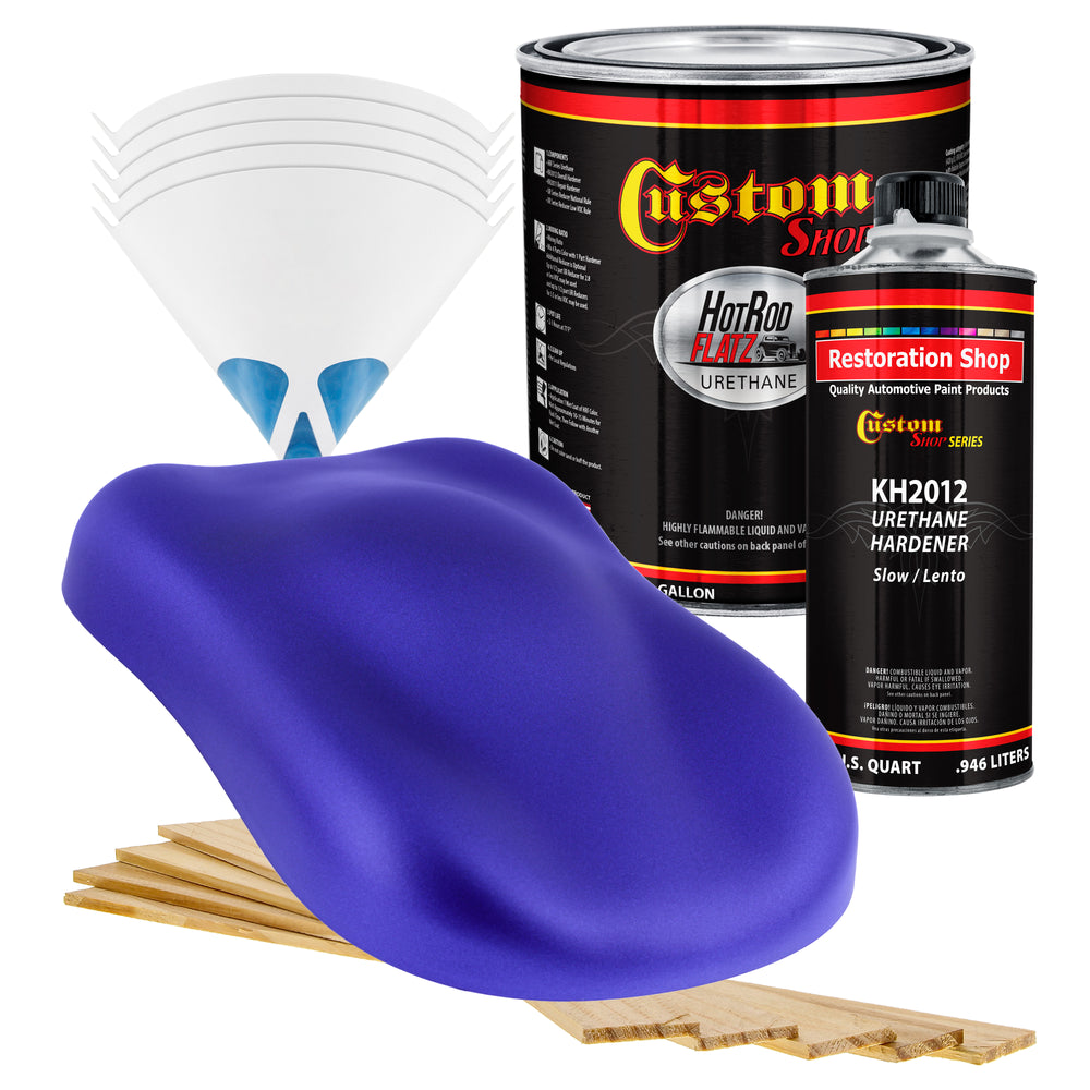 Indigo Blue Metallic - Hot Rod Flatz Flat Matte Satin Urethane Auto Paint - Complete Gallon Paint Kit - Professional Low Sheen Automotive, Car Truck