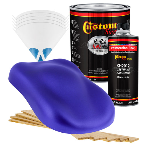 Indigo Blue Metallic - Hot Rod Flatz Flat Matte Satin Urethane Auto Paint - Complete Gallon Paint Kit - Professional Low Sheen Automotive, Car Truck