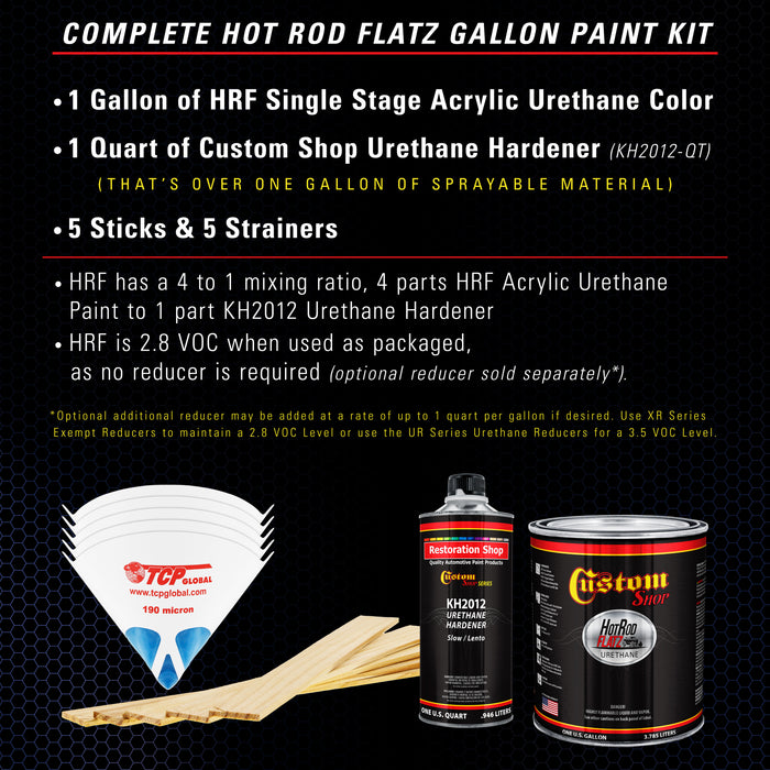 Sapphire Blue Metallic - Hot Rod Flatz Flat Matte Satin Urethane Auto Paint - Complete Gallon Paint Kit - Professional Low Sheen Automotive, Car Truck Coating, 4:1 Mix Ratio