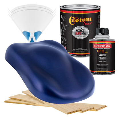 Sapphire Blue Metallic - Hot Rod Flatz Flat Matte Satin Urethane Auto Paint - Complete Quart Paint Kit