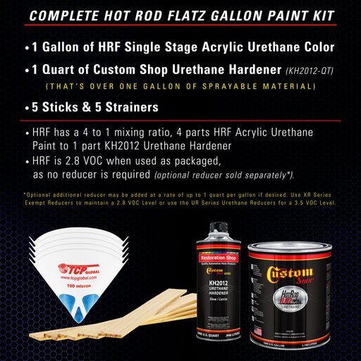 Daytona Blue Metallic - Hot Rod Flatz Flat Matte Satin Urethane Auto Paint - Complete Gallon Paint Kit - Professional Low Sheen Automotive, Car Truck Coating, 4:1 Mix Ratio