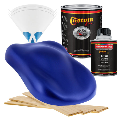 Daytona Blue Metallic - Hot Rod Flatz Flat Matte Satin Urethane Auto Paint - Complete Quart Paint Kit - Professional Low Sheen Automotive, Car Truck