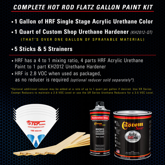 Burn Out Blue Metallic - Hot Rod Flatz Flat Matte Satin Urethane Auto Paint - Complete Gallon Paint Kit - Professional Low Sheen Automotive, Car Truck Coating, 4:1 Mix Ratio