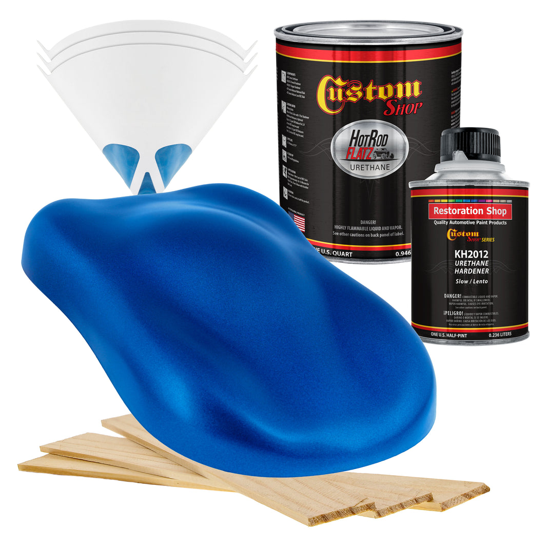 Burn Out Blue Metallic - Hot Rod Flatz Flat Matte Satin Urethane Auto Paint - Complete Quart Paint Kit