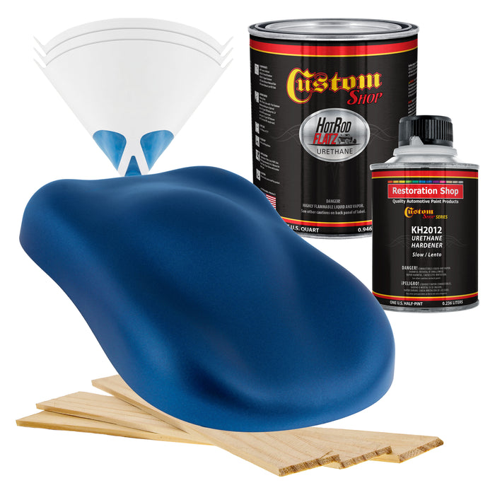 Fiji Blue Metallic - Hot Rod Flatz Flat Matte Satin Urethane Auto Paint - Complete Quart Paint Kit - Professional Low Sheen Automotive, Car Truck