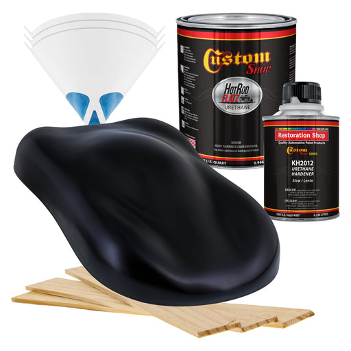 Dark Midnight Blue Pearl - Hot Rod Flatz Flat Matte Satin Urethane Auto Paint - Complete Quart Paint Kit - Professional Low Sheen Automotive, Car Truck Coating, 4:1 Mix Ratio