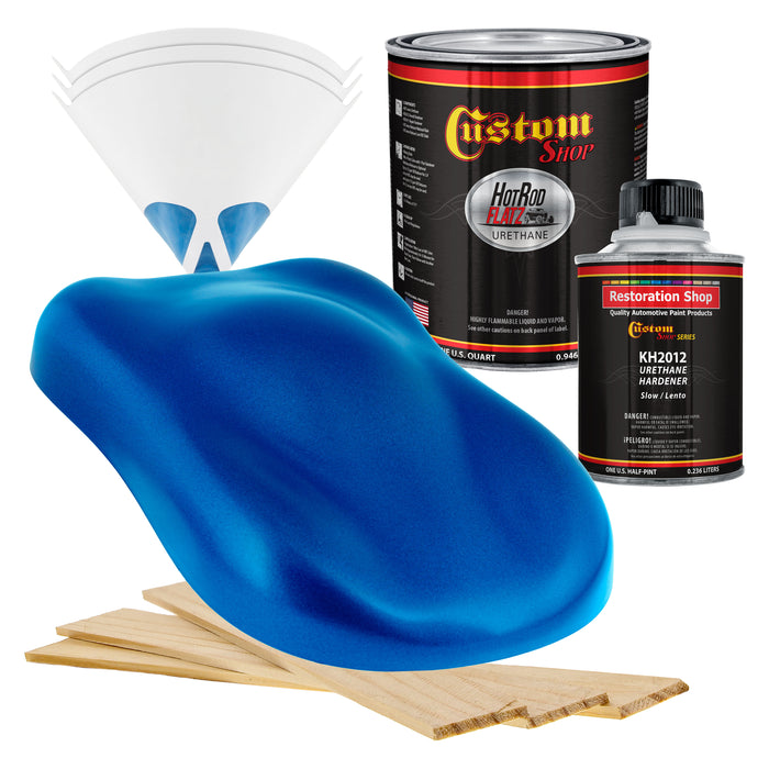 Intense Blue Metallic - Hot Rod Flatz Flat Matte Satin Urethane Auto Paint - Complete Quart Paint Kit - Professional Low Sheen Automotive, Car Truck