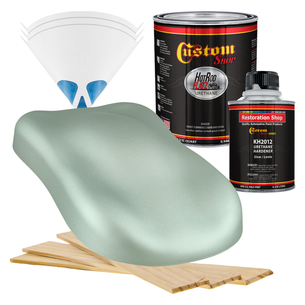 Frost Green Metallic - Hot Rod Flatz Flat Matte Satin Urethane Auto Paint - Complete Quart Paint Kit