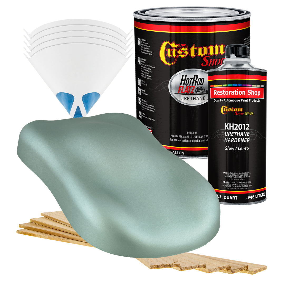 Silver Aqua Metallic - Hot Rod Flatz Flat Matte Satin Urethane Auto Paint - Complete Gallon Paint Kit