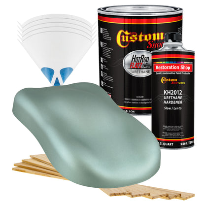 Silver Aqua Metallic - Hot Rod Flatz Flat Matte Satin Urethane Auto Paint - Complete Gallon Paint Kit