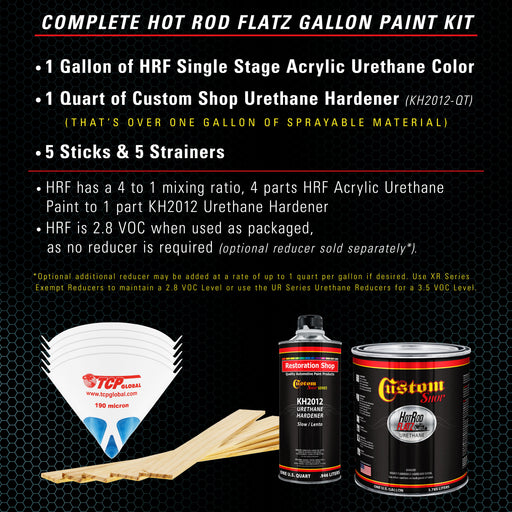 Gulfstream Aqua Metallic - Hot Rod Flatz Flat Matte Satin Urethane Auto Paint - Complete Gallon Paint Kit - Professional Low Sheen Automotive, Car Truck Coating, 4:1 Mix Ratio