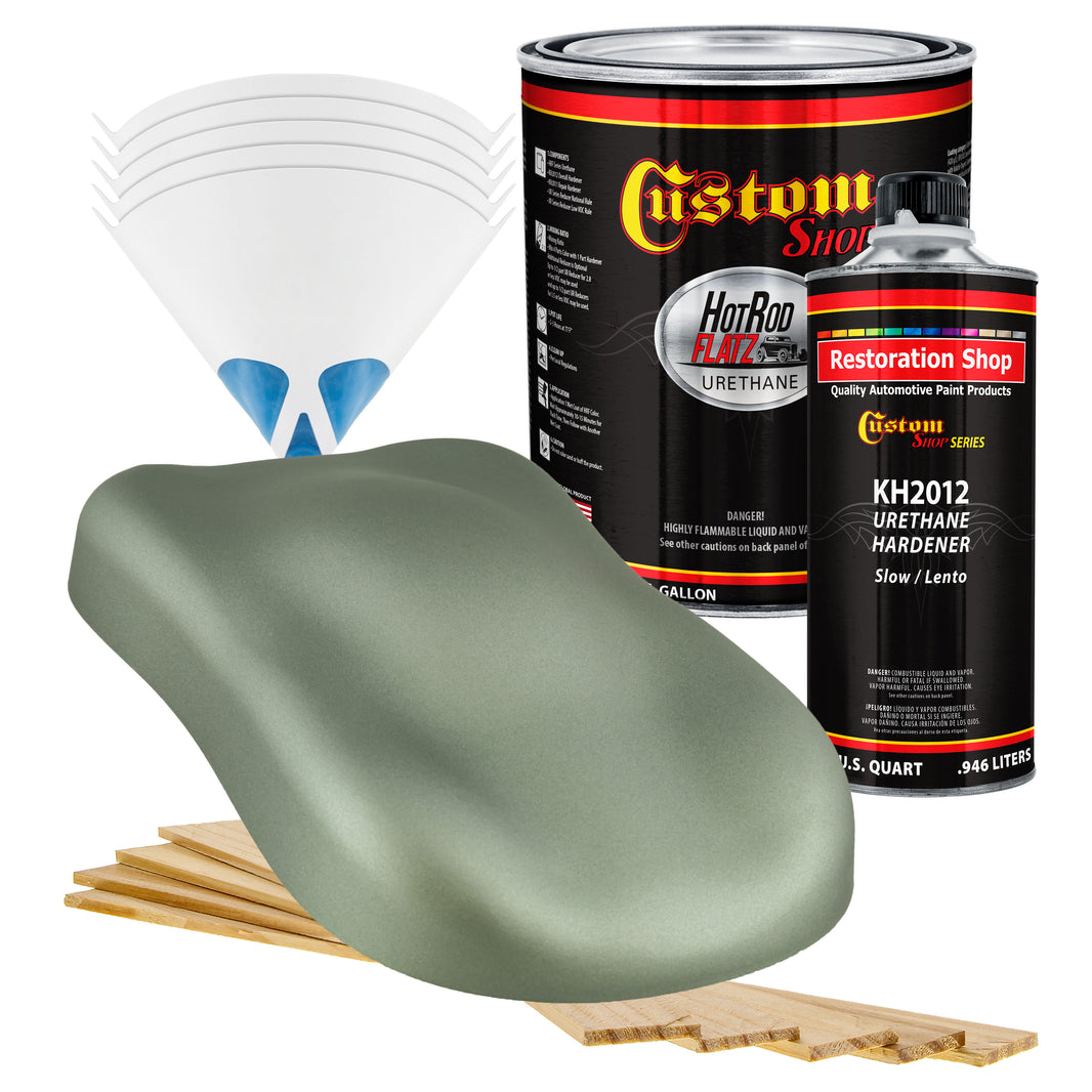 Sage Green Metallic - Hot Rod Flatz Flat Matte Satin Urethane Auto Paint - Complete Gallon Paint Kit