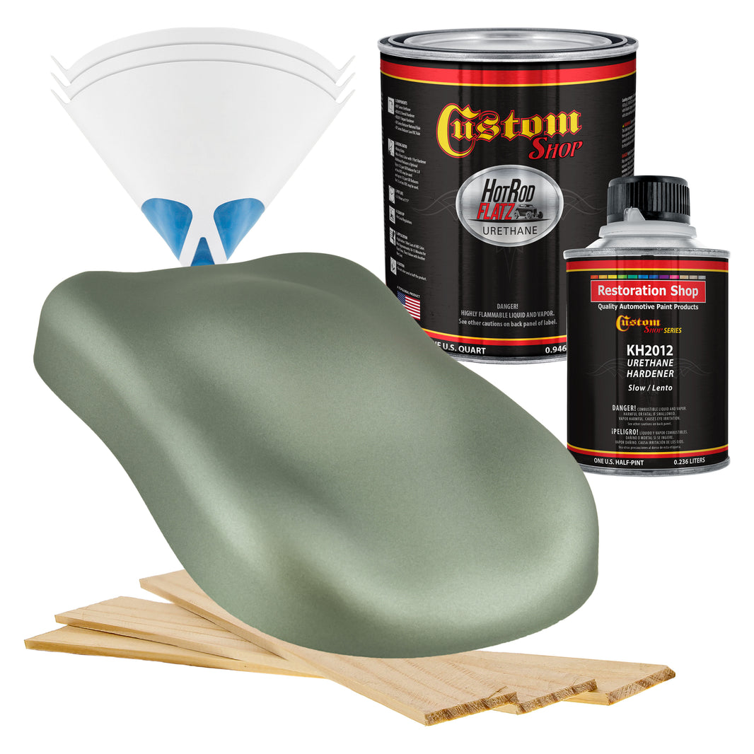 Sage Green Metallic - Hot Rod Flatz Flat Matte Satin Urethane Auto Paint - Complete Quart Paint Kit