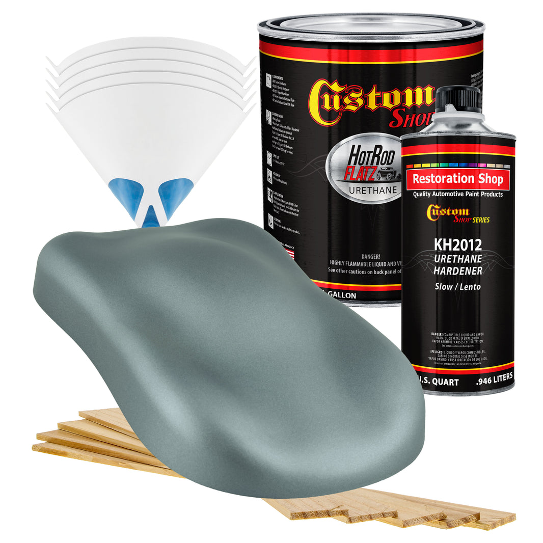 Steel Gray Metallic - Hot Rod Flatz Flat Matte Satin Urethane Auto Paint - Complete Gallon Paint Kit