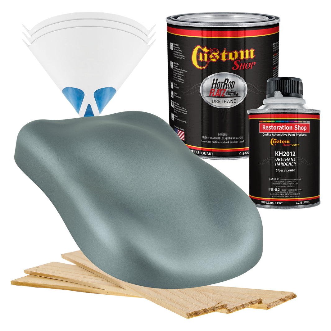 Steel Gray Metallic - Hot Rod Flatz Flat Matte Satin Urethane Auto Paint - Complete Quart Paint Kit