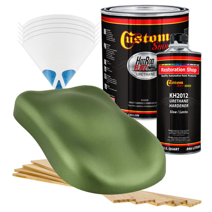 Medium Green Metallic - Hot Rod Flatz Flat Matte Satin Urethane Auto Paint - Complete Gallon Paint Kit