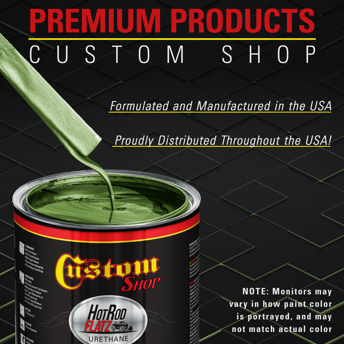 Medium Green Metallic - Hot Rod Flatz Flat Matte Satin Urethane Auto Paint - Complete Quart Paint Kit - Professional Low Sheen Automotive, Car Truck Coating, 4:1 Mix Ratio