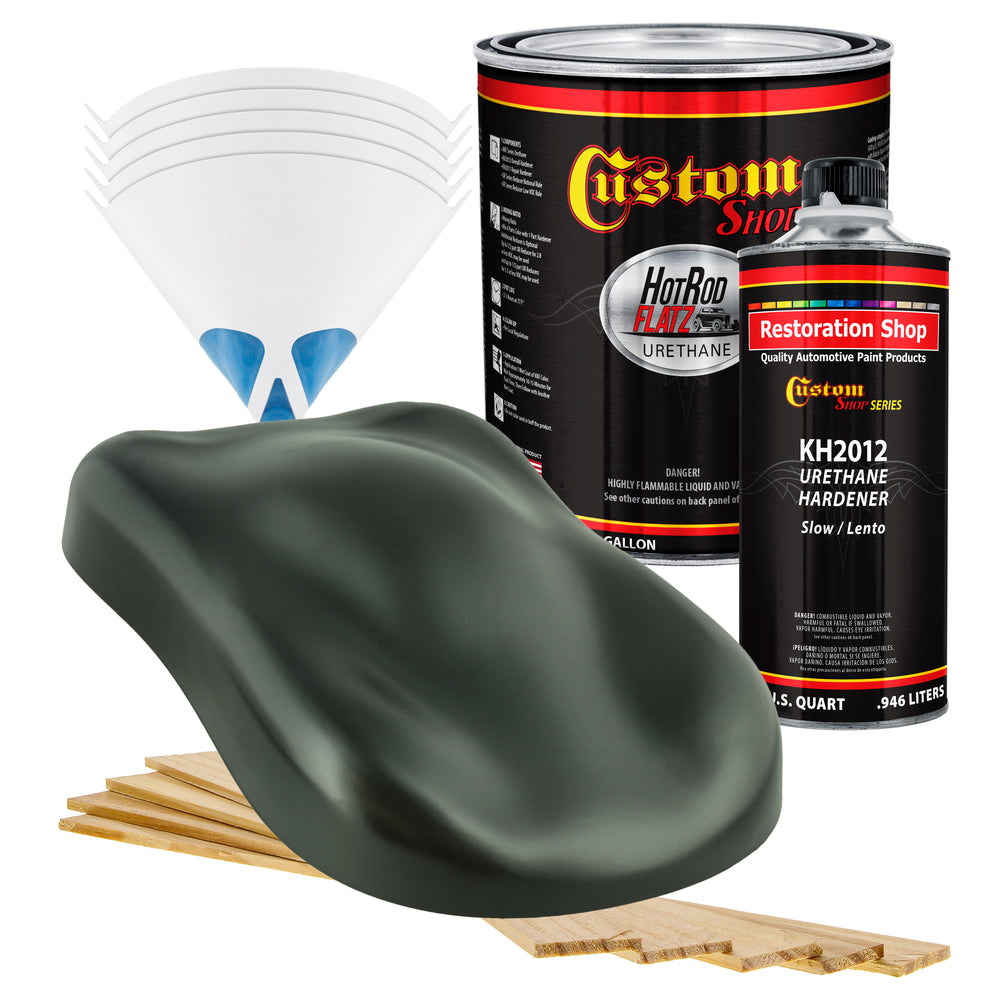 British Racing Green Metallic - Hot Rod Flatz Flat Matte Satin Urethane Auto Paint - Complete Gallon Paint Kit - Professional Low Sheen Automotive