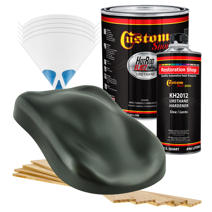 British Racing Green Metallic - Hot Rod Flatz Flat Matte Satin Urethane Auto Paint - Complete Gallon Paint Kit - Professional Low Sheen Automotive