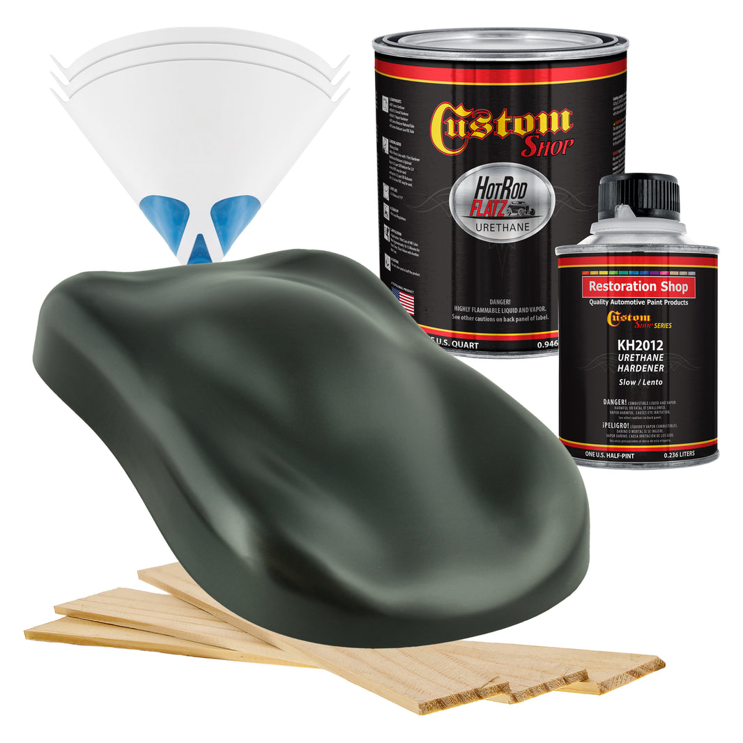 British Racing Green Metallic - Hot Rod Flatz Flat Matte Satin Urethane Auto Paint - Complete Quart Paint Kit