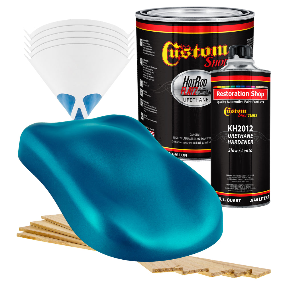 Teal Green Metallic - Hot Rod Flatz Flat Matte Satin Urethane Auto Paint - Complete Gallon Paint Kit - Professional Low Sheen Automotive, Car Truck