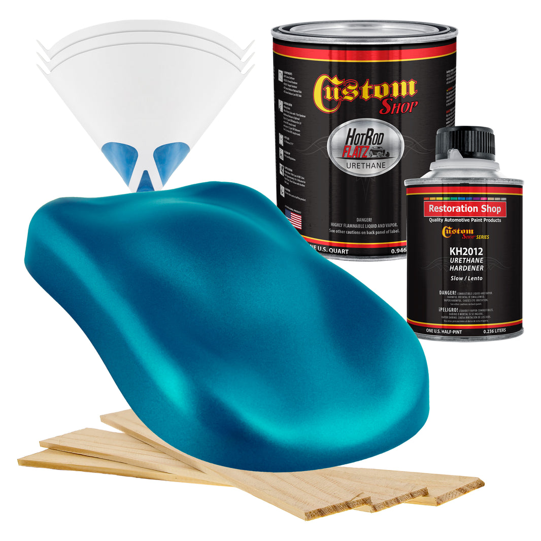 Teal Green Metallic - Hot Rod Flatz Flat Matte Satin Urethane Auto Paint - Complete Quart Paint Kit