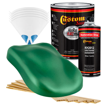 Emerald Green Metallic - Hot Rod Flatz Flat Matte Satin Urethane Auto Paint - Complete Gallon Paint Kit