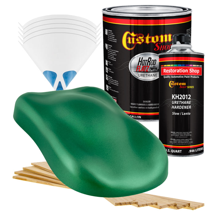 Emerald Green Metallic - Hot Rod Flatz Flat Matte Satin Urethane Auto Paint - Complete Gallon Paint Kit - Professional Low Sheen Automotive, Car